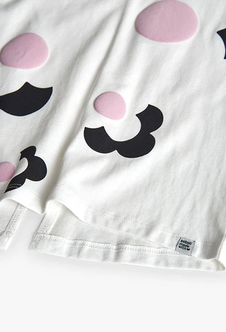 Mädchen T-Shirt aus weißem Baumwollstoff mit Druckmuster