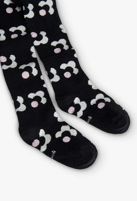 Collant in maglia nero fiori