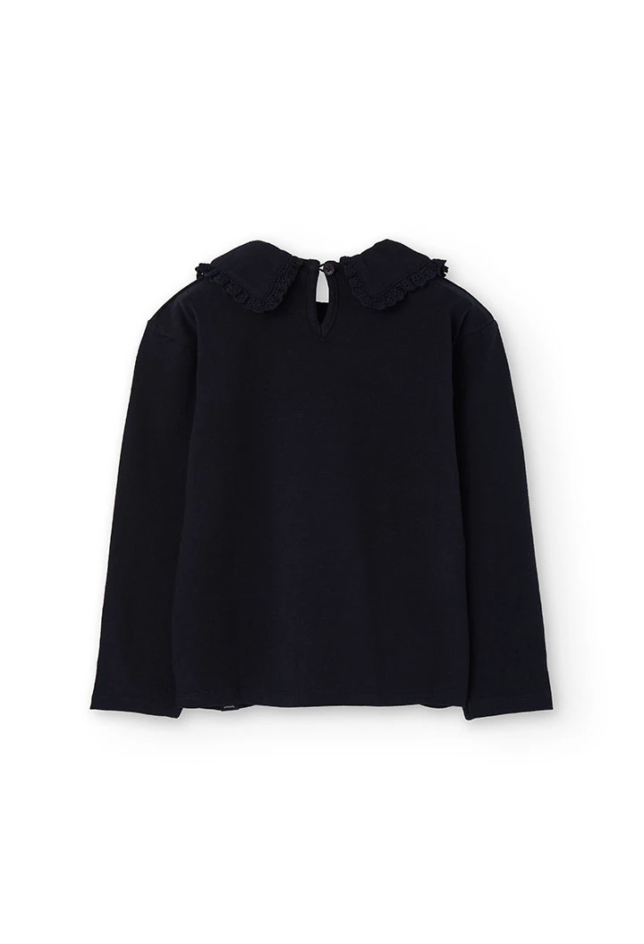 T-shirt fille en maille noire