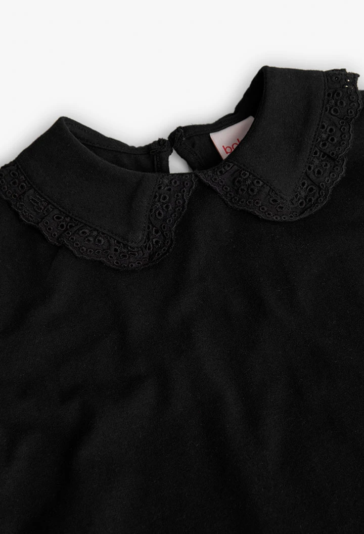 Camiseta niña de punto negro