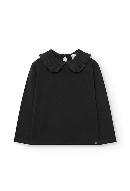 Camiseta niña de punto negro