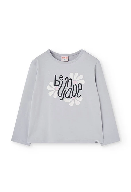 T-shirt menina malha cinza