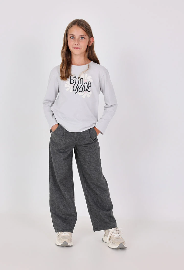 Pantalon fille tricot noir
