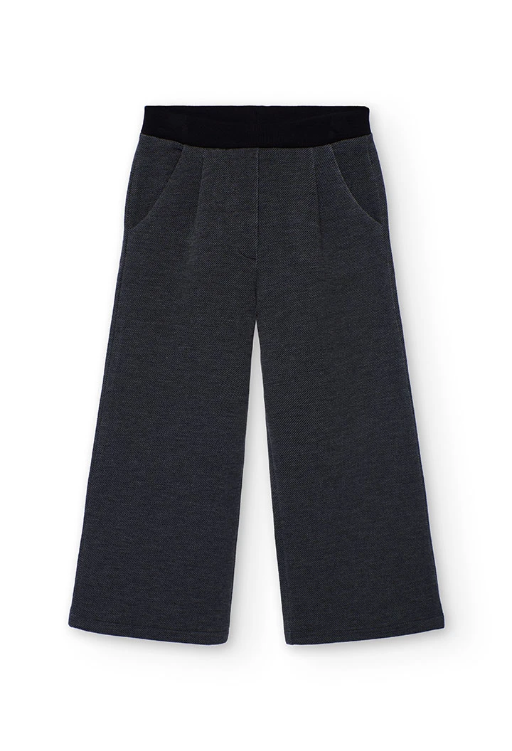 Pantalon fille tricot noir