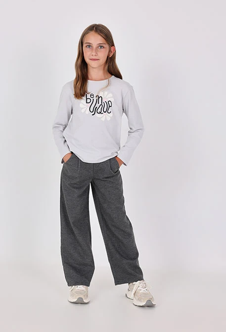Pantalon fille tricot noir