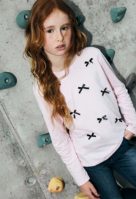 Maglietta bambina rosa fiocchi