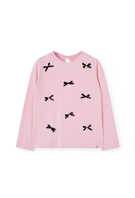 T-shirt fille rose noeuds