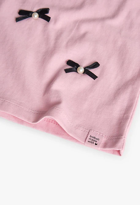 Camiseta niña rosa lazos