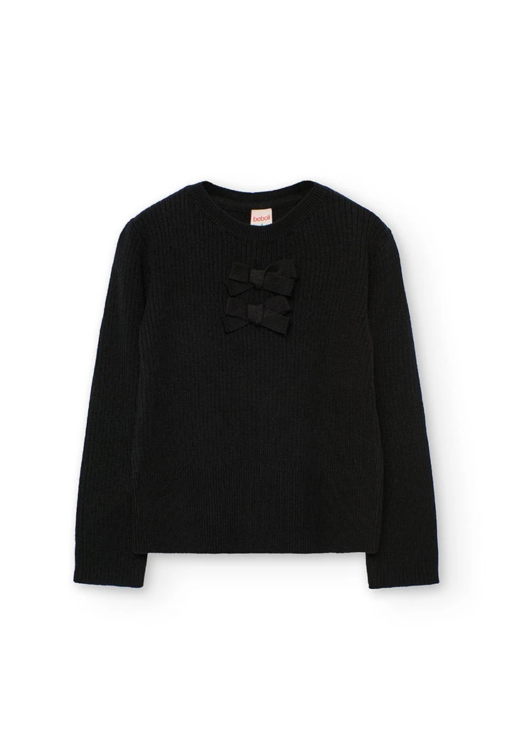 Pull fille maille noire