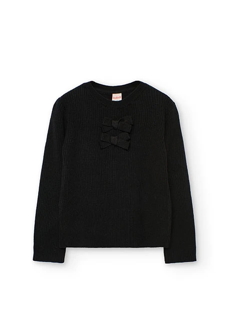 Schwarzer Strickpullover für Mädchen