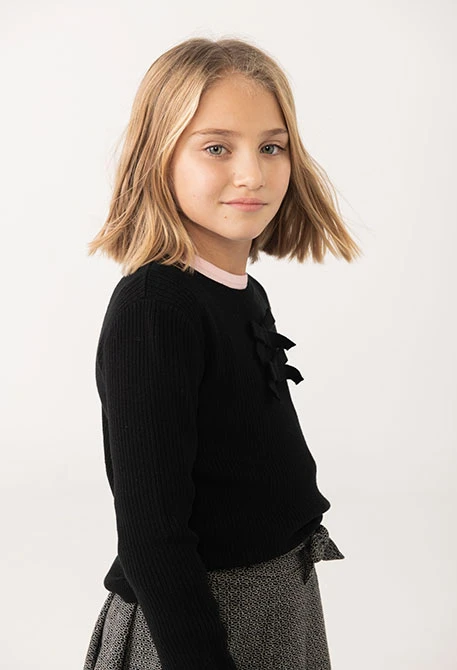 Pull fille maille noire