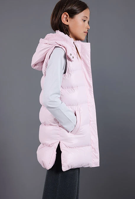 Gilet fille en tissu technique rose
