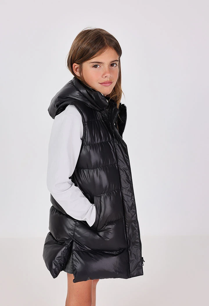 Gilet bambina tessuto tecnico nero