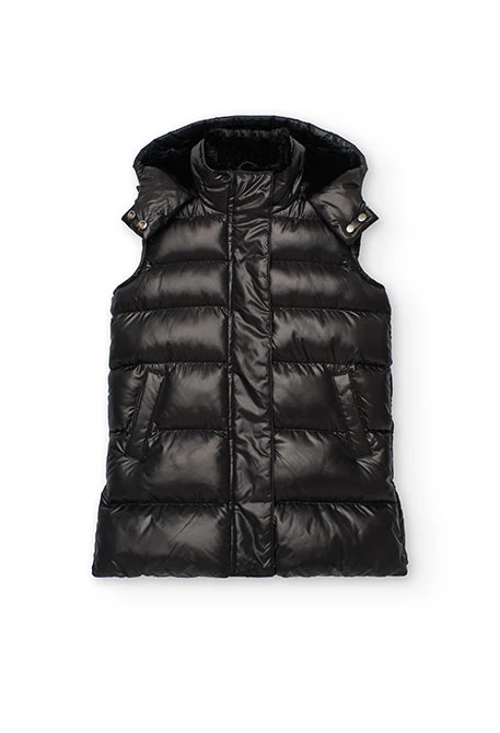 Gilet bambina tessuto tecnico nero