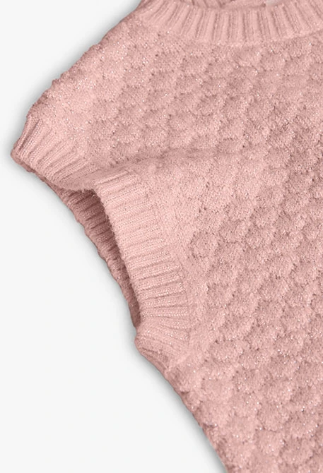 Chaleco niña de punto rosa