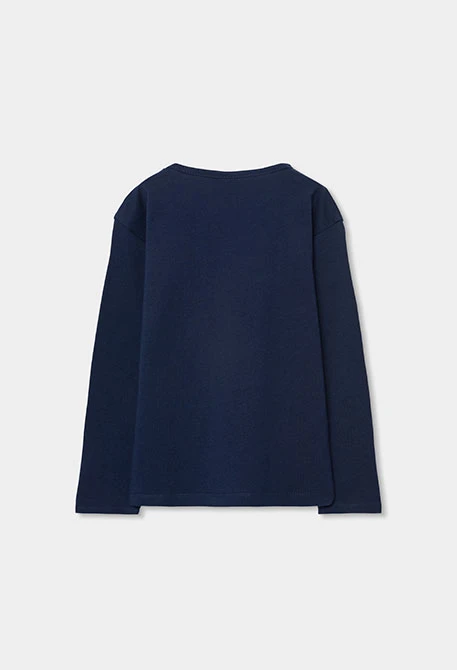 Camisola de menina de algodão azul-marinho