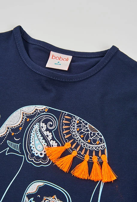 Navy blue cotton girl?s T-shirt