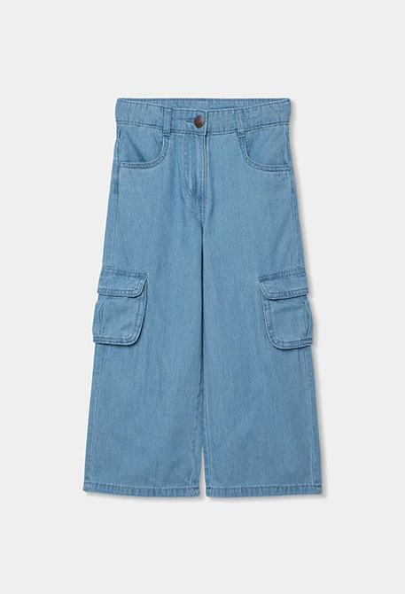 Pantaloni bambina denim colore bleach