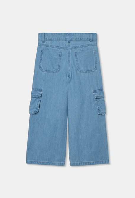 Pantaloni bambina denim colore bleach