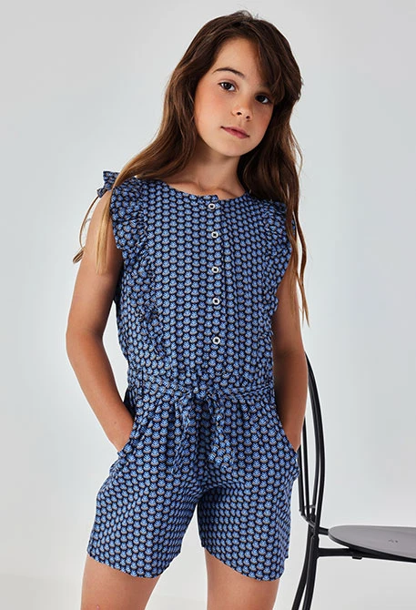 Blauer bedruckter Jumpsuit