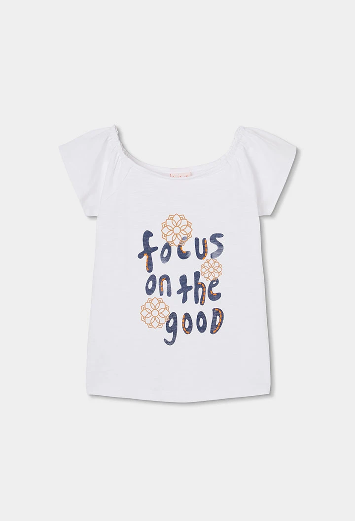 Camiseta niña algodón blanco