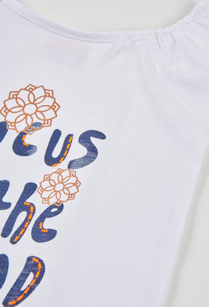 Camiseta niña algodón blanco