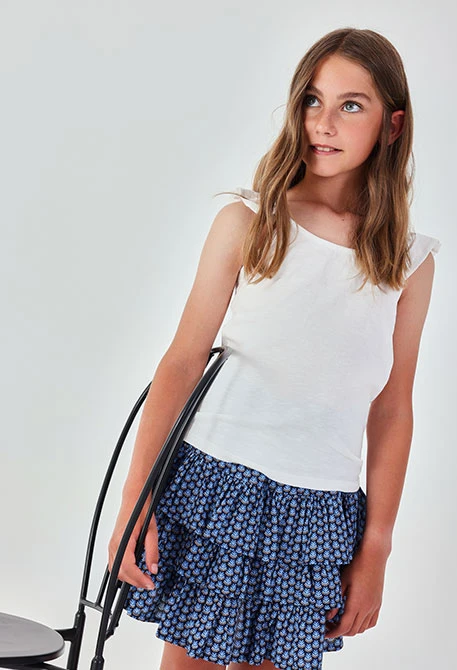 Camisola de alças estampada de algodão para menina