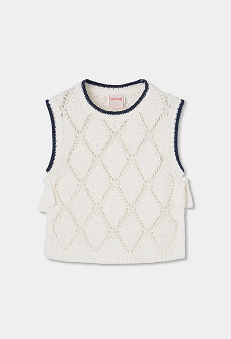 Gilet da bambina in cotone bianco