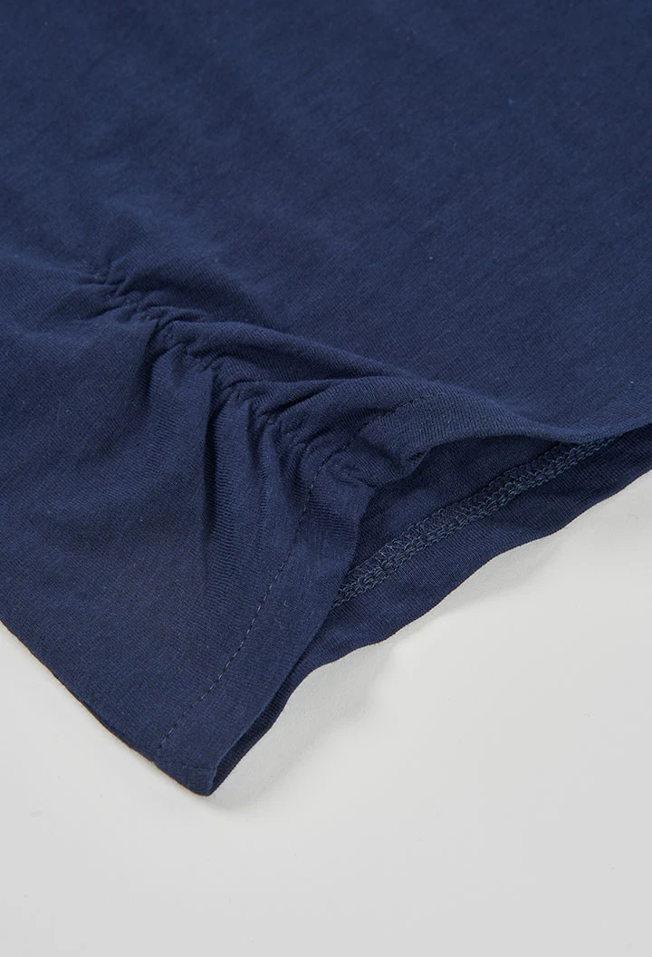 Maglietta bambina cotone blu marino