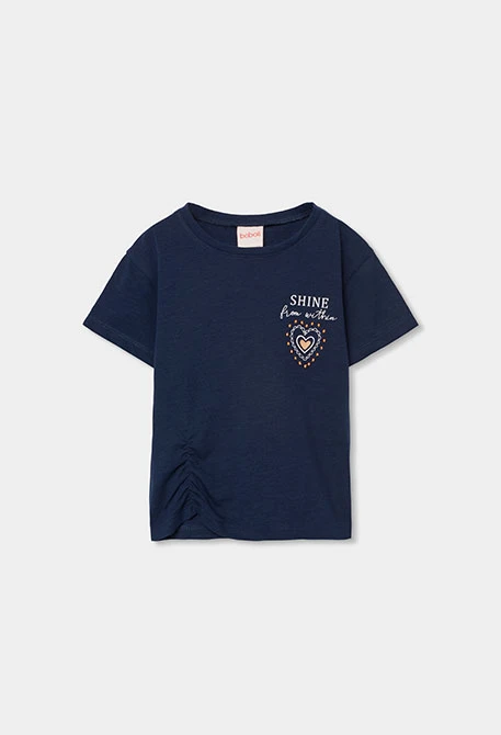 Maglietta bambina cotone blu marino