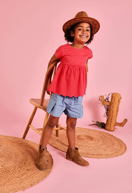 Falda-short denim bleach