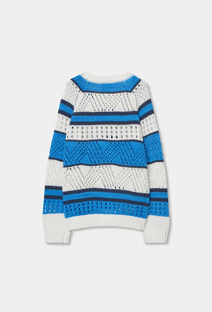 Mädchenpullover aus Baumwolle in Weiß und Blau