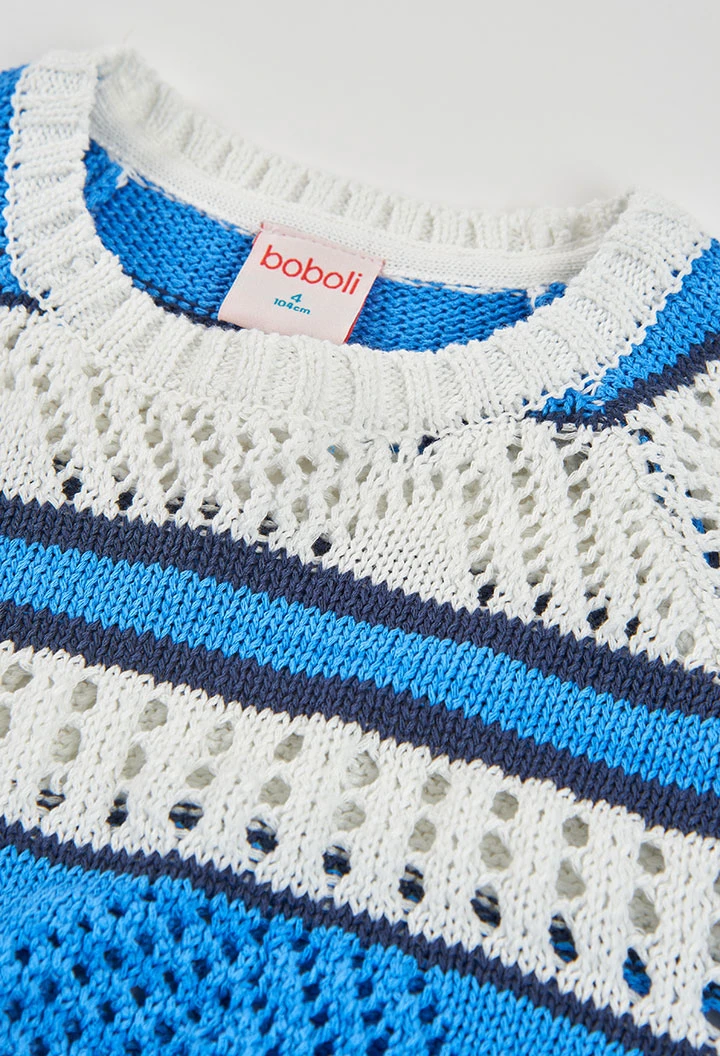 Jersey niña algodón blanco y azul