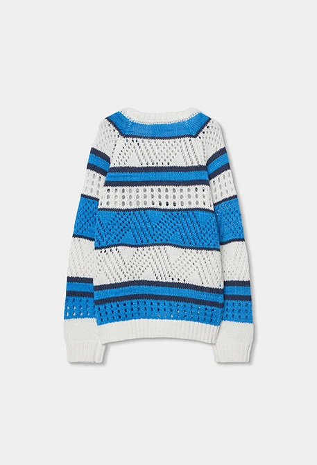 Mädchenpullover aus Baumwolle in Weiß und Blau