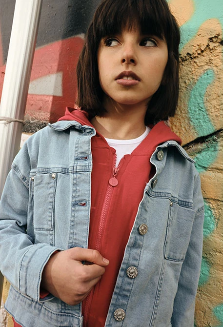 Girl?s denim jacket cotton bleach