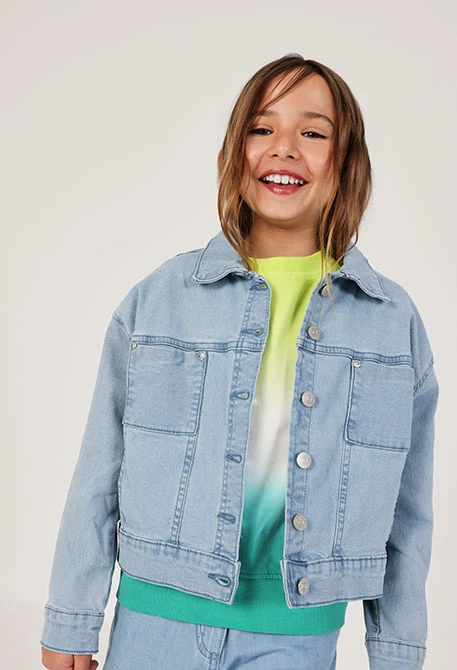 Giacca bambina denim cotone bleach