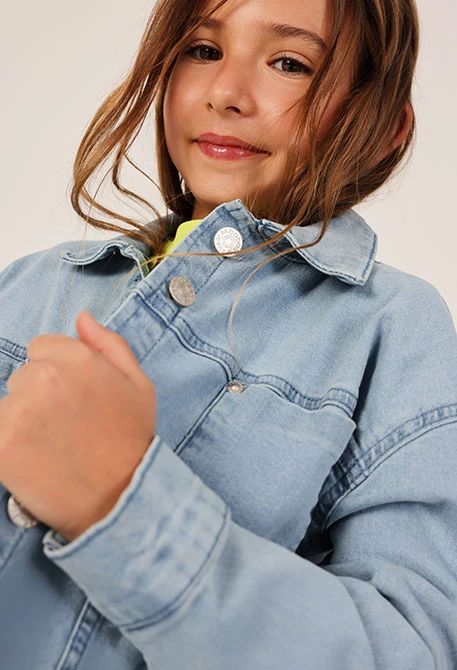 Giacca bambina denim cotone bleach