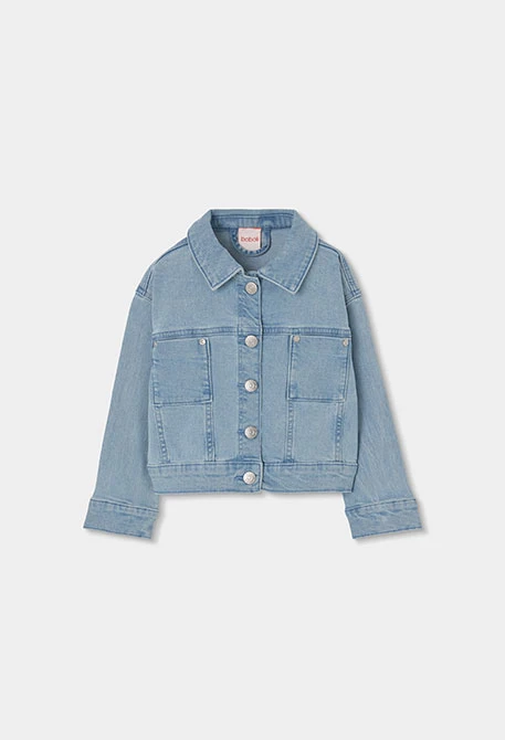 Giacca bambina denim cotone bleach
