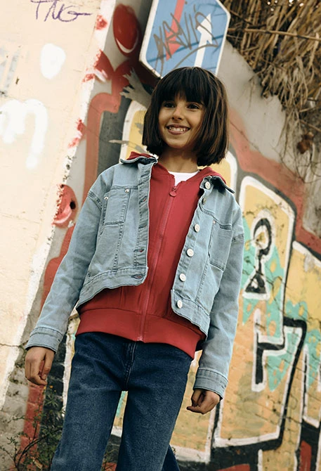 Mädchenjacke Denim Baumwolle Bleach