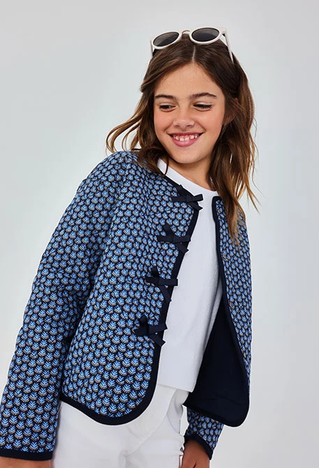 Giacca da bambina con stampa blu