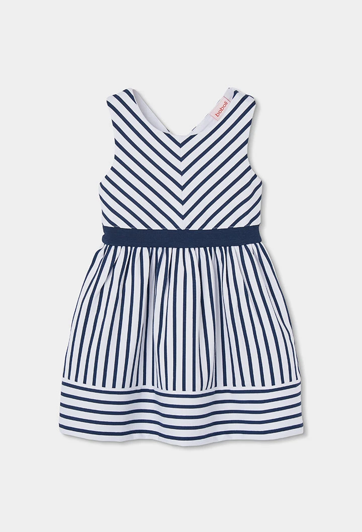 Vestido de rayas blanco y azul marino