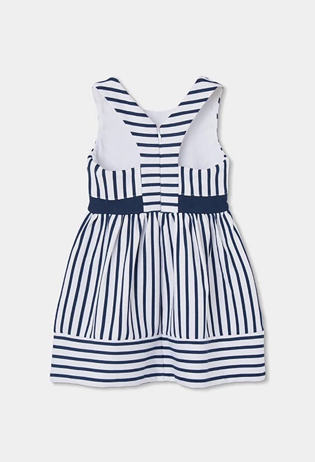 Robe à rayures blanches et bleu marine