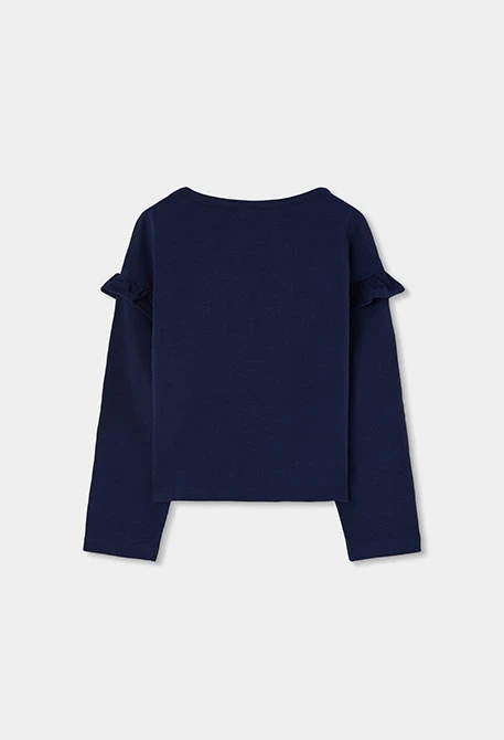 T-shirt maille fille bleu marine Tour Eiffel