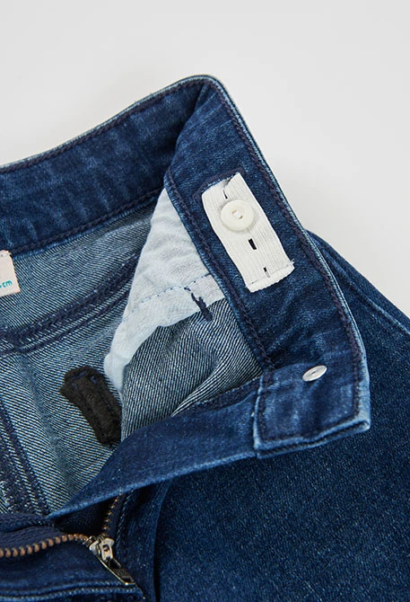 Pantalon denim fille bleu wide leg élastique