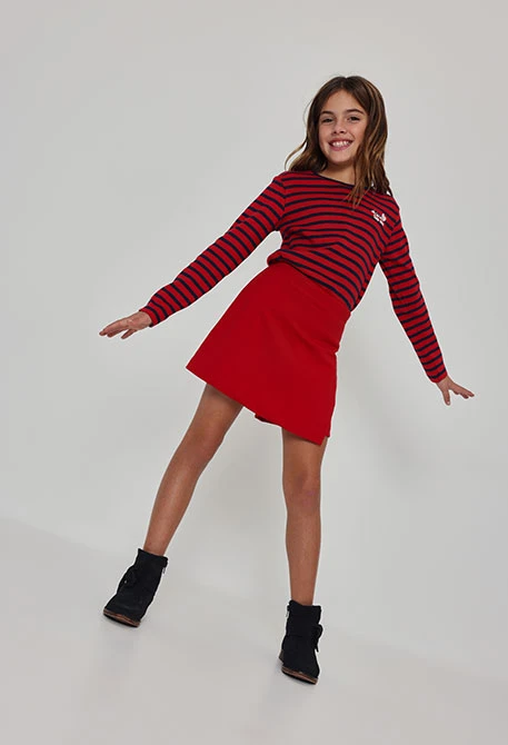 Jupe-culotte en maille grenat