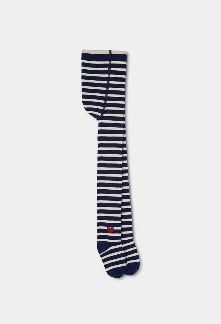 Collant rayé bleu marine avec cœur