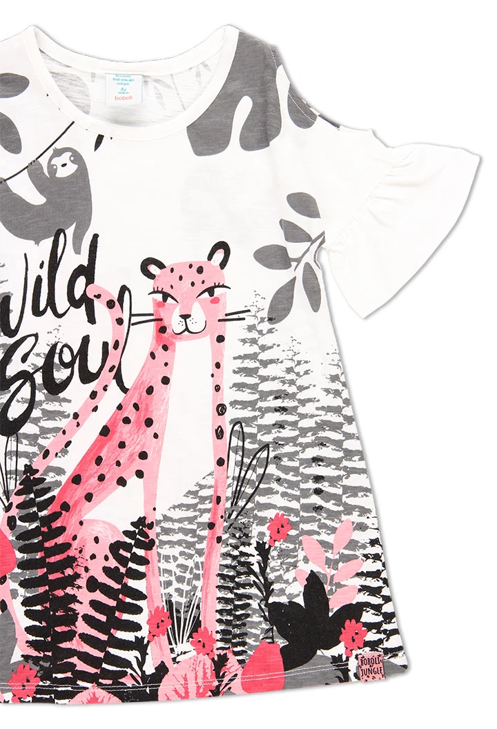 Robe flame "feuilles" pour fille