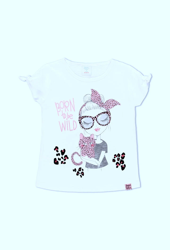 T-Shirt tricot flame imprimée pour fille