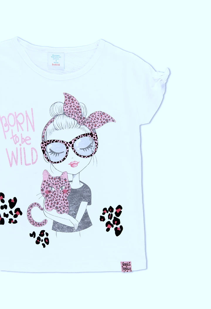 T-Shirt tricot flame imprimée pour fille