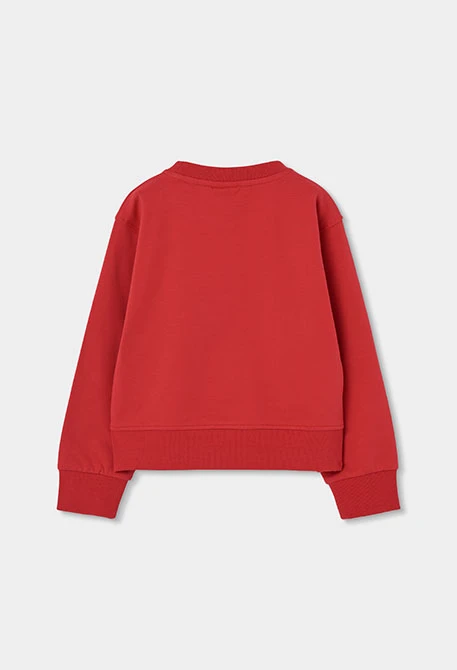 Sweat-shirt en molleton fille grenat broderie chien